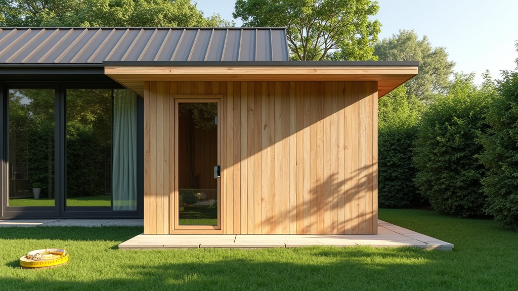 Abri de jardin moderne de 5m² en bois sur un terrain bien aménagé