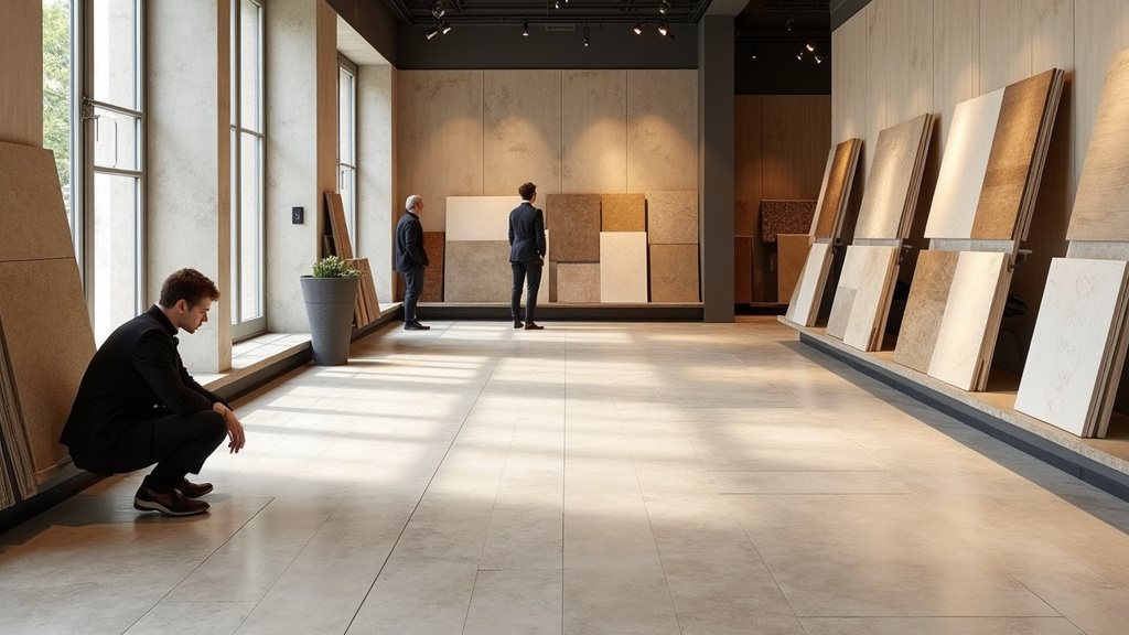 Espace d'exposition des carrelages dans le showroom de Championnet