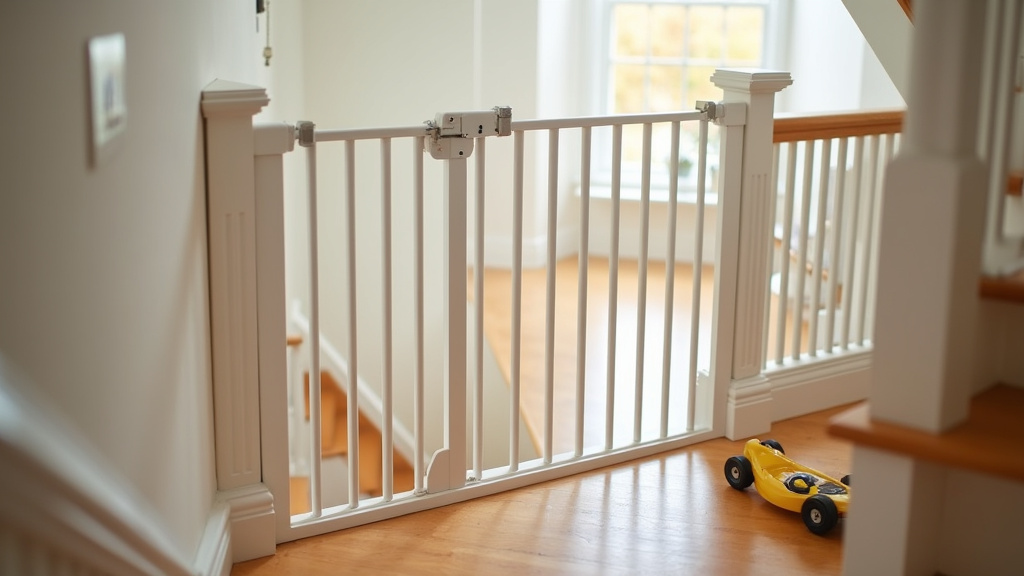 Barrière d'escalier sécurisant l'accès aux marches pour enfants