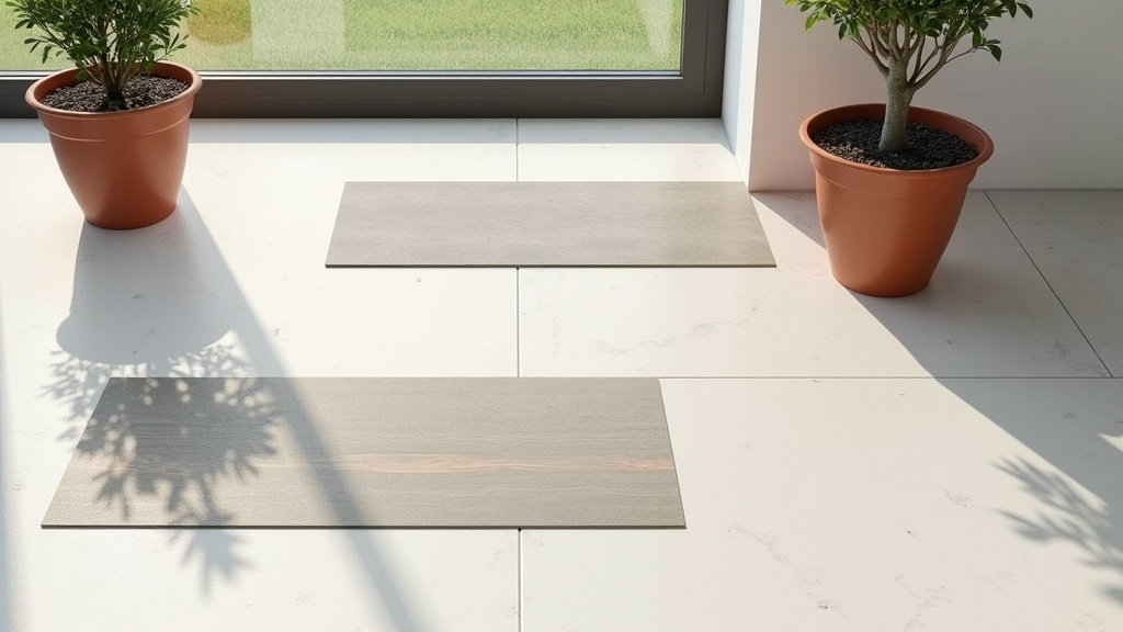Terrasse avec carrelage extérieur intégré dans l'environnement