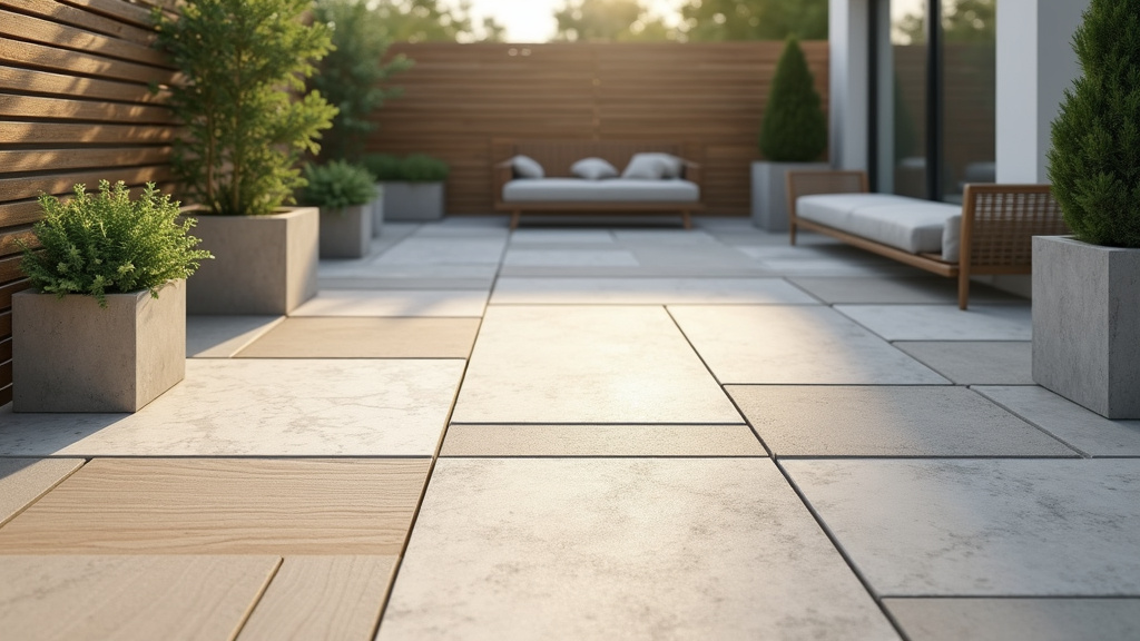 Terrasse en pierre naturelle avec finition travaillée