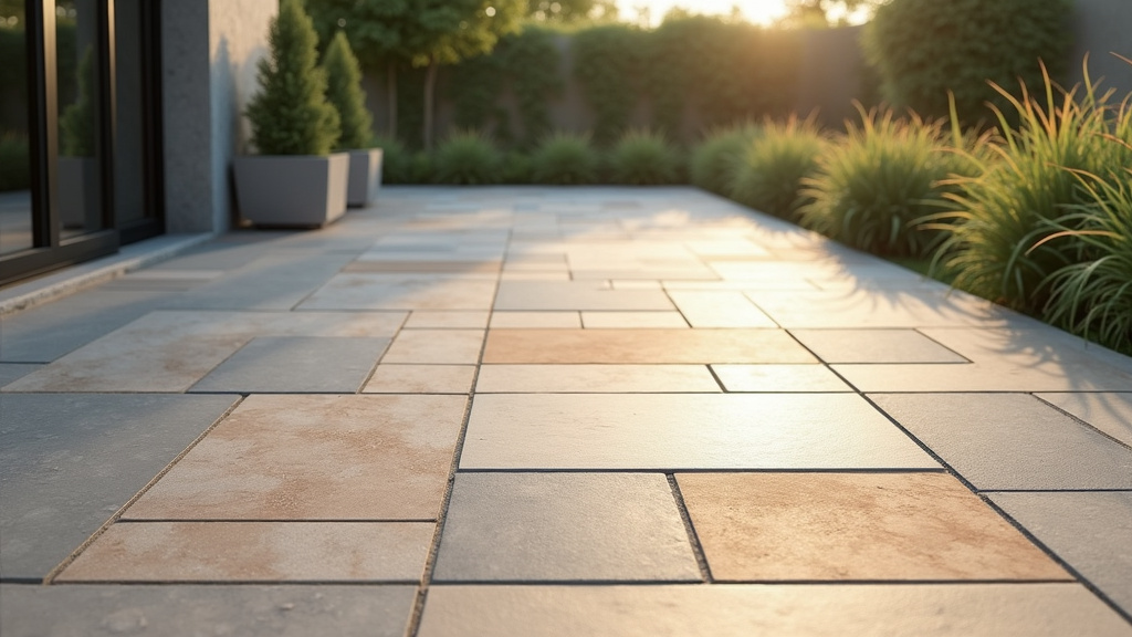 Terrasse moderne avec dalles de différents matériaux