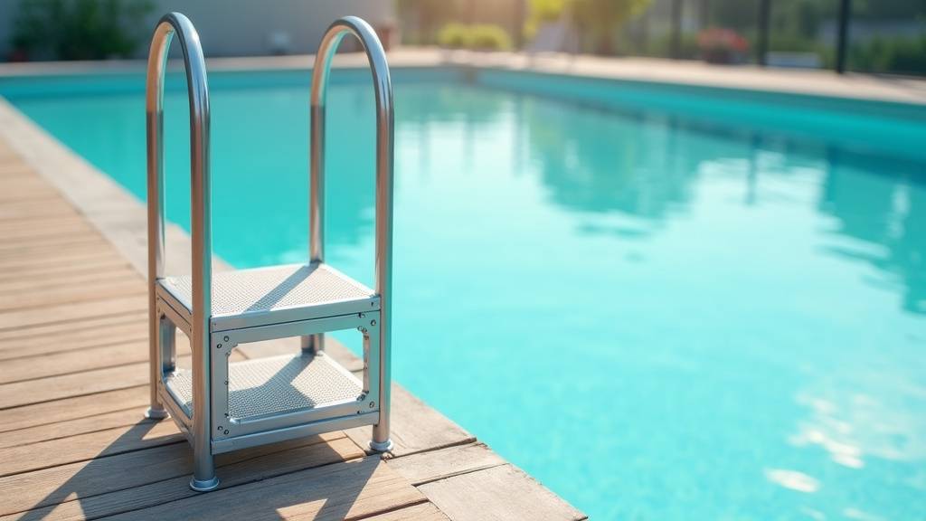 Aménagement extérieur avec terrasse en bois autour d'une piscine