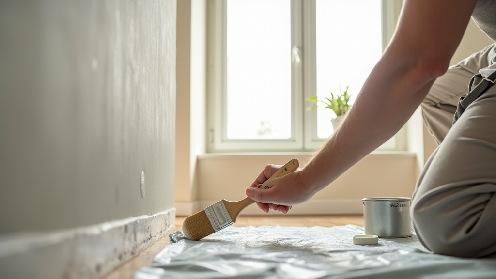 Peintre professionnel au travail dans une salle de bain à Saint-Médard-en-Jalles
