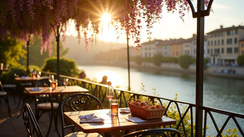 Ambiance animée d'une terrasse lyonnaise en bord de Saône