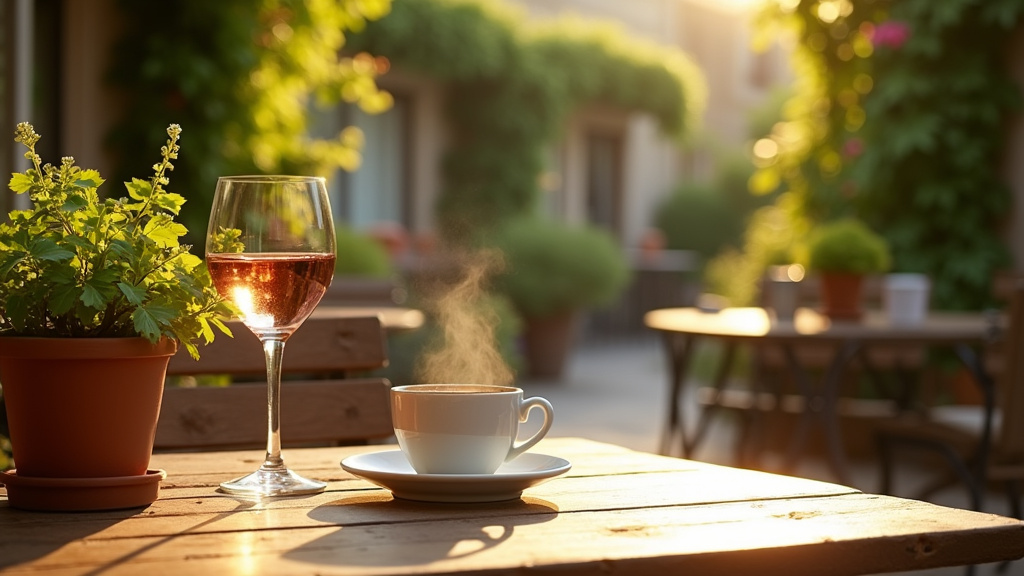 Terrasse de restaurant élégante avec vue sur la ville