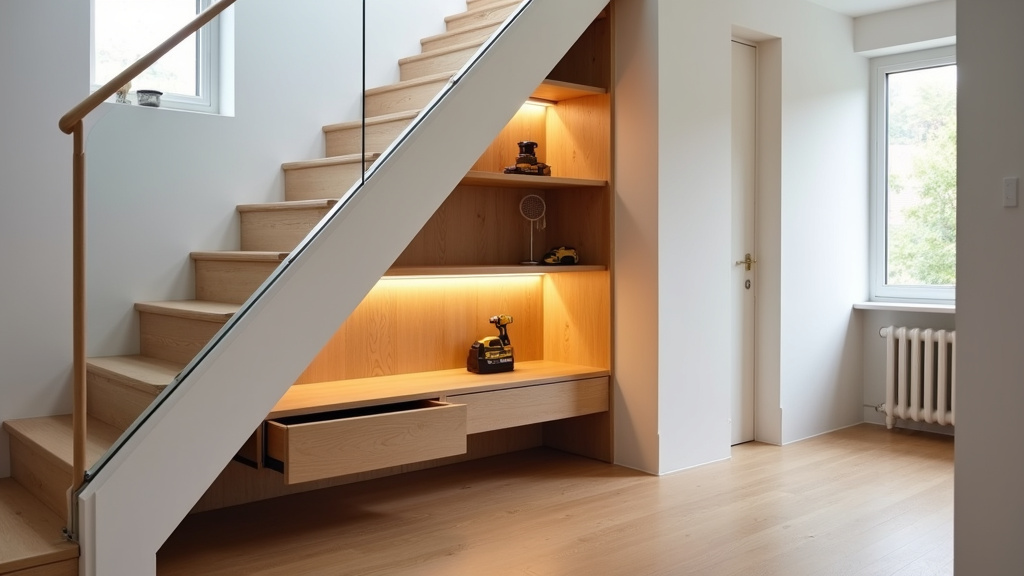 Aménagement sous escalier avec éclairage LED intégré