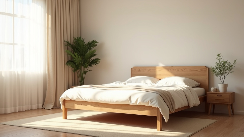 Aménagement d'une chambre Feng Shui avec mobilier en bois naturel