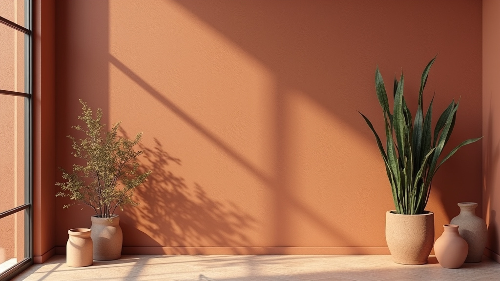 Mur de cuisine avec papier peint terracotta géométrique