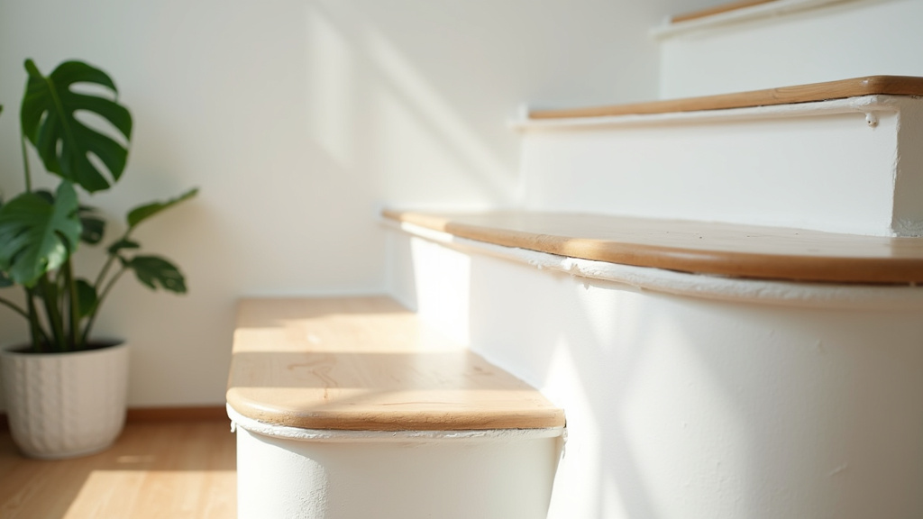 Escalier en bois avant et après peinture
