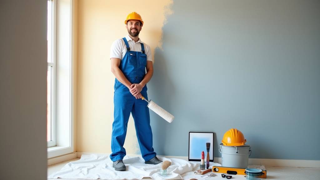 Peintre décorateur travaillant avec des techniques spécialisées