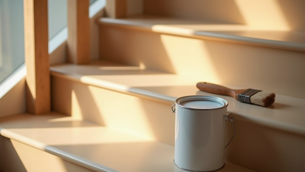 Escalier en bois peint dans une maison moderne