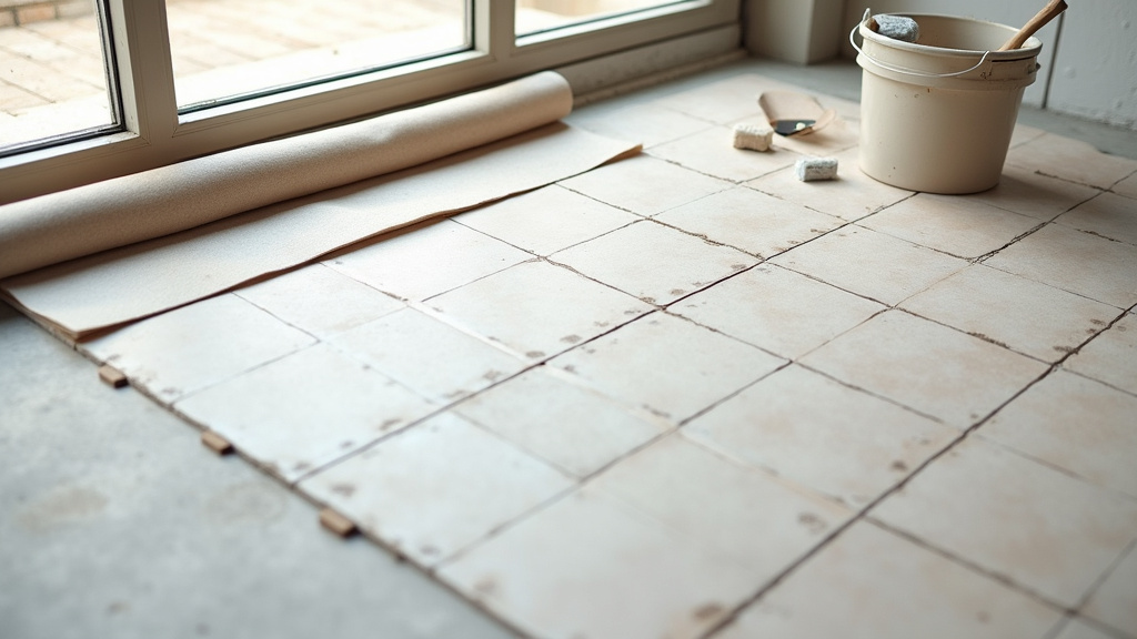 Pose de carrelage dans une cuisine moderne