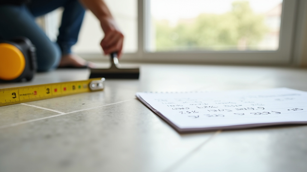 Carrelage posé dans une cuisine moderne avec des carreaux de différentes tailles