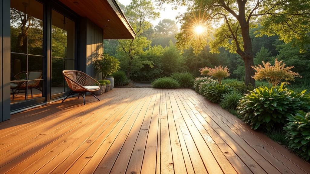 Terrasse en Cumaru avec mobilier de jardin